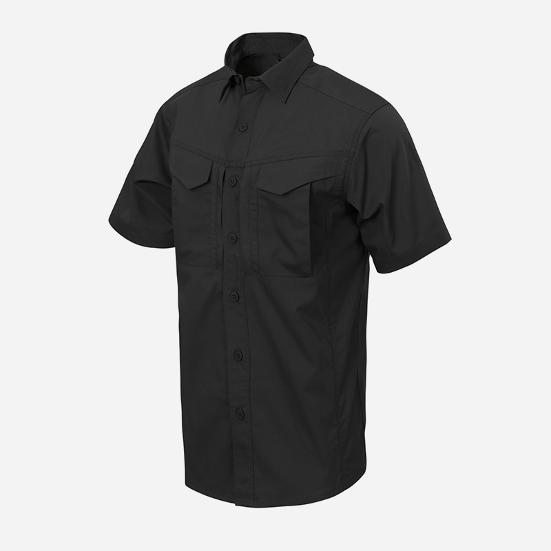 Риза с къс ръкав Helikon-tex Defender Mk2 Black Polycotton Ripstop