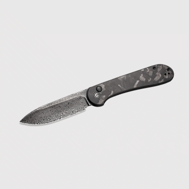 Knife Civivi Elementum Damascus Button Lock Carbon Handle