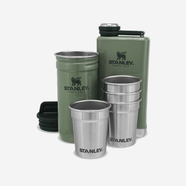 Джобна манерка с чаши за шотове Stanley Adventure Pre-Party Shot Glass Flask Set Hammertone Green