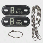 Пач с верижка 3D Dog tag Кръвна група B -