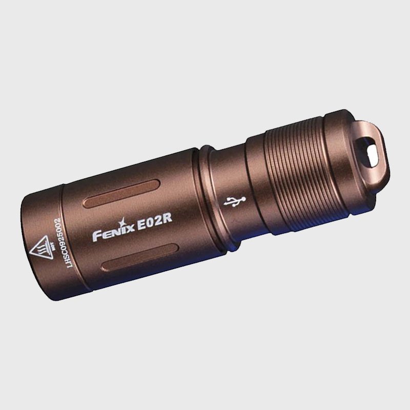 Фенер-Fenix-E02R-RECHARGEABLE-EDC-200-Лумена-BROWN