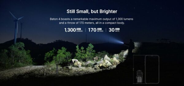 Olight Baton 4 1300 Lumen Fighter Pilot Rechargeable Flashlight » Arms-Bg Оръжеен Магазин