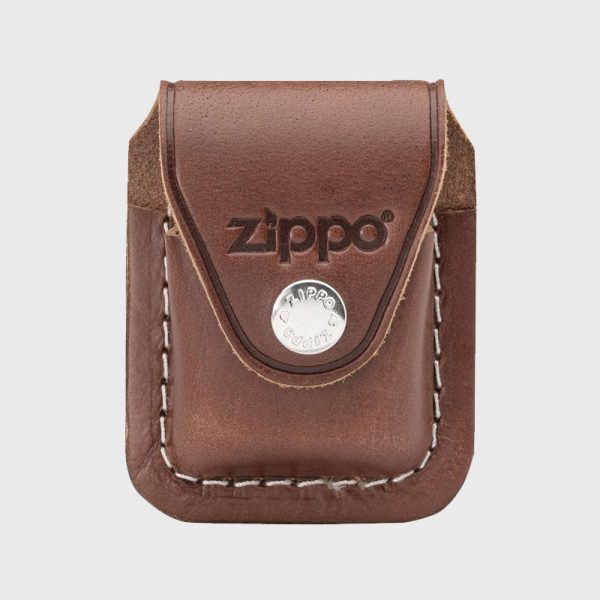 Кожен калъф за запалка Zippo кафяв с клипс