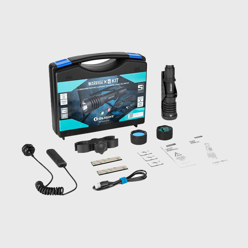 Ловен-комплект-Фенер-Olight-Warrior-X-4-2600-Лумена-Black