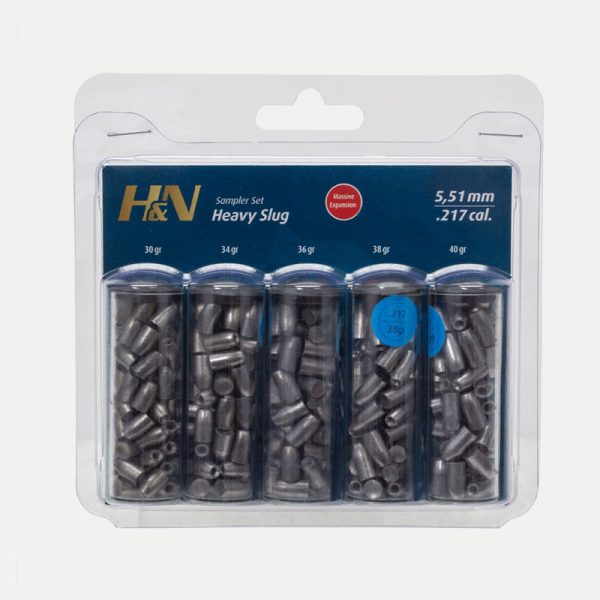 Projectile H & N Slug HP HEAVY SAMPLER 5.51mm .217cal 30-34-36-38-40 grains