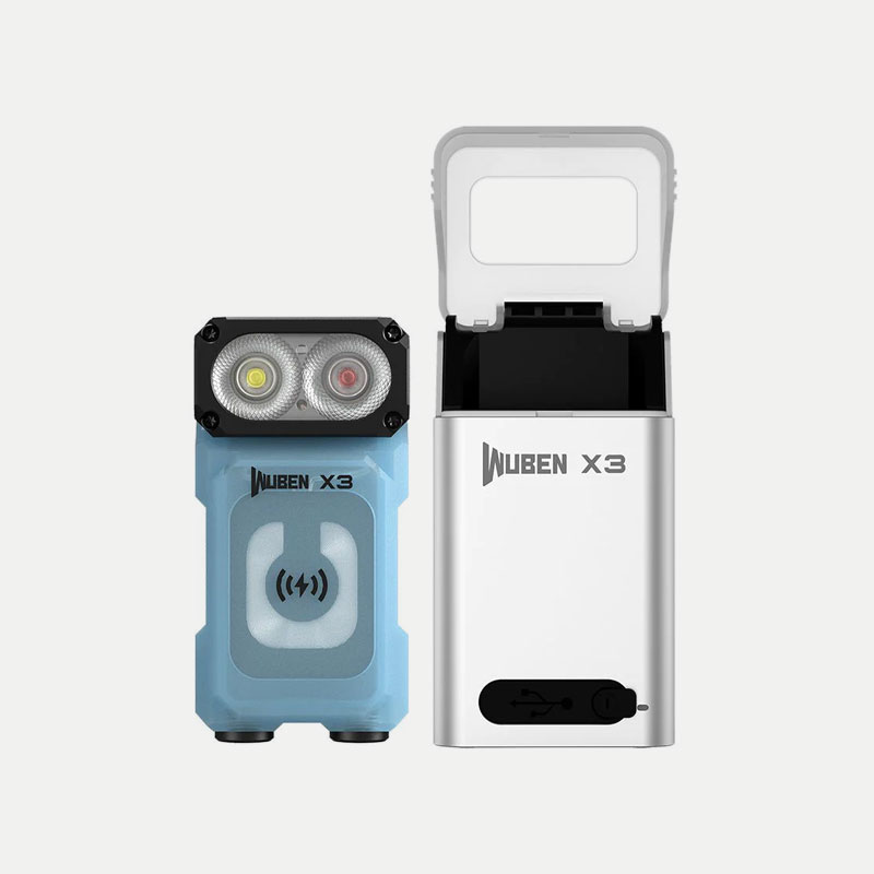 Заряден фенер Wuben X3 Owl EDC Flashlight Blue + Charging Box Black 700 Лумена