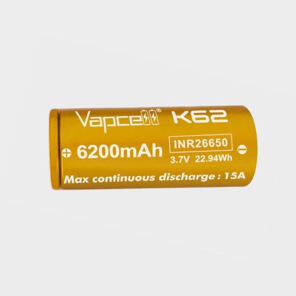 Зарядна батерия VAPCELL 26650 K62 6200mAh 15А с изпъкнал плюс