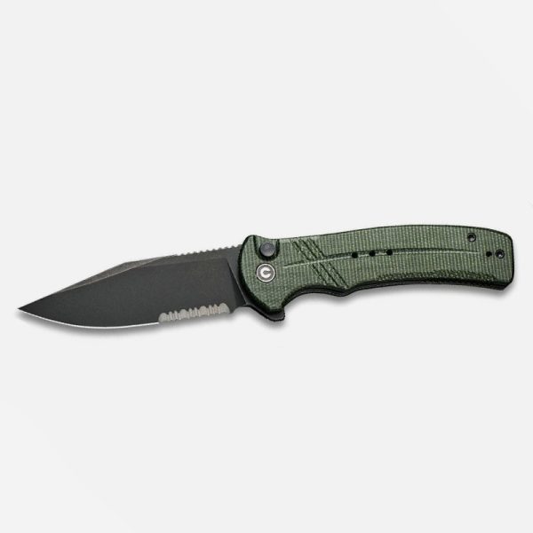 Civivi Cogent 14C28N Micarta GREEN Half Serrated