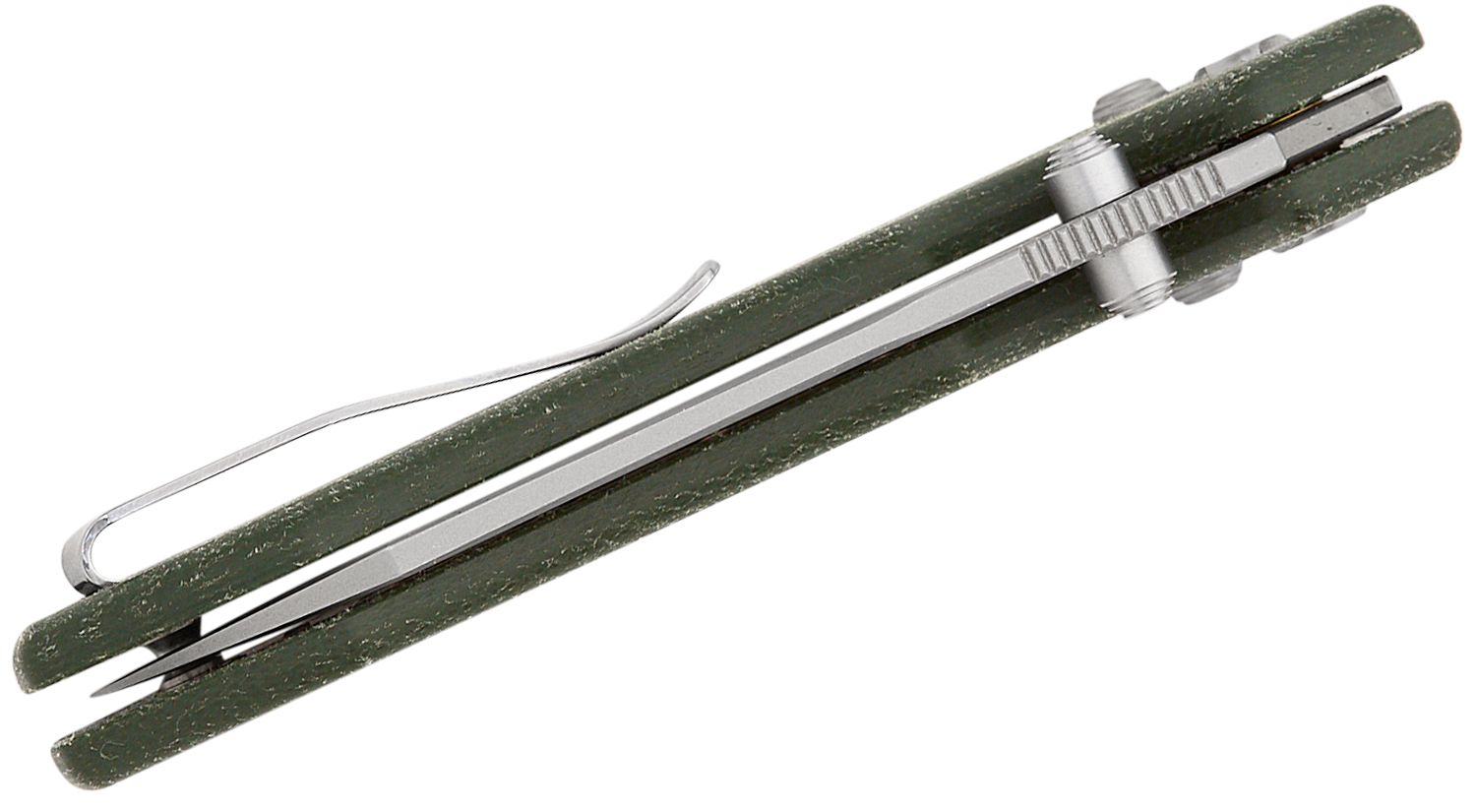 Vosteed Raccoon Crossbar Lock Knife 14C28N Cleaver Blade Micarta Green 5