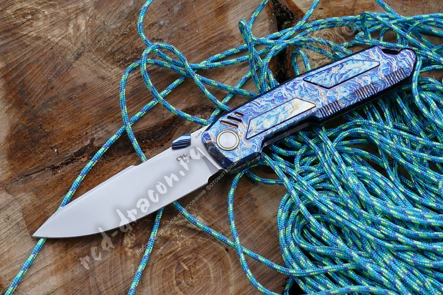 Нож CH KNIVES DUKE M390 Titanium Flaming