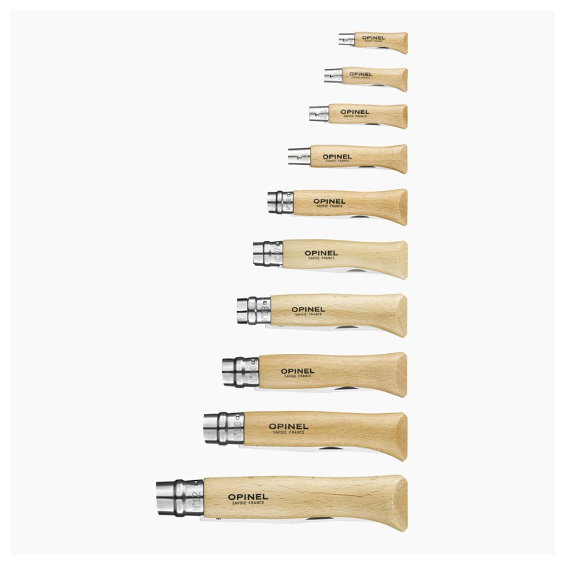 Opinel Collection N°12 Inox set with wooden box with glass lid
