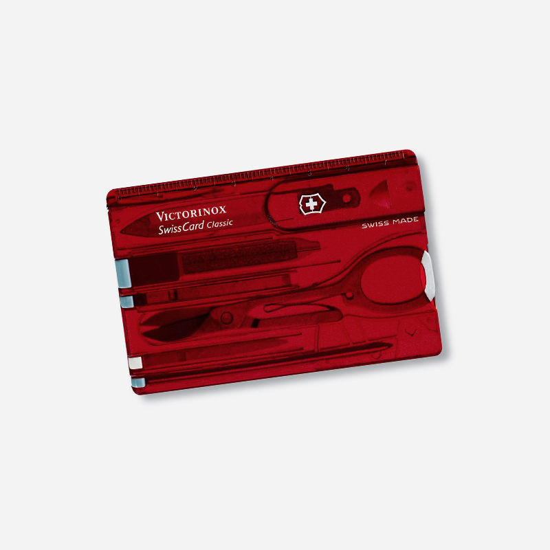 Швейцарски джобен нож-карта Victorinox SwissCard Stainless Steel ABS Ruby