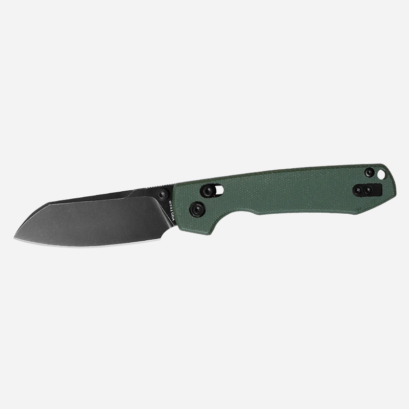 Нож Vosteed Raccoon Crossbar Lock 14C28N Black Cleaver Micarta Green