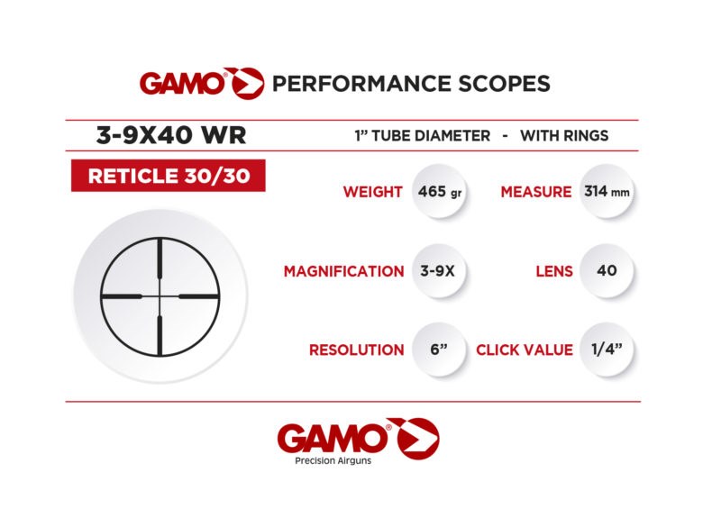 Оптика Gamo G 3-9x40WR с моноблок