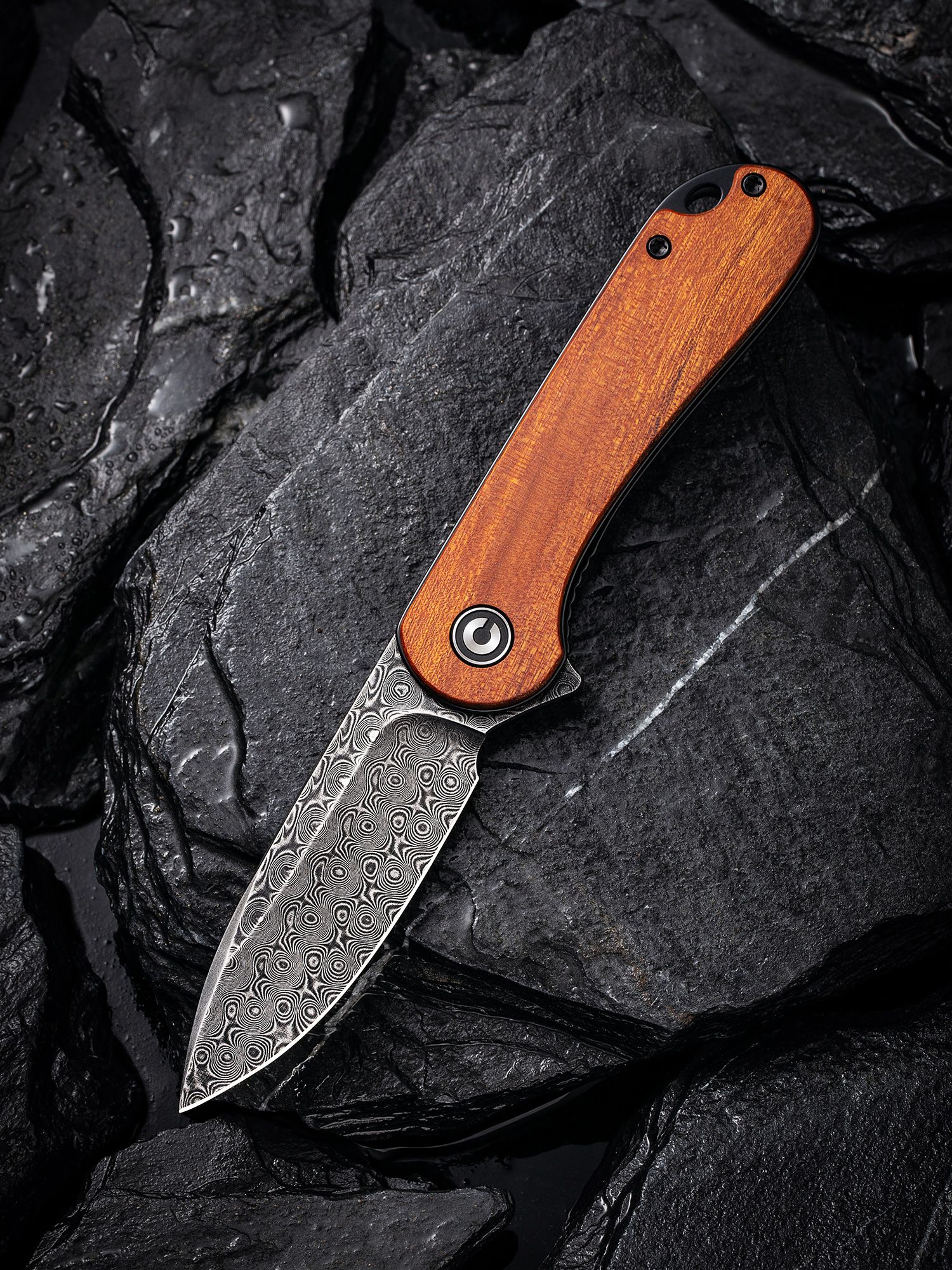 CIVIVI Knives Elementum Damascus Cuibourtia Wood 5