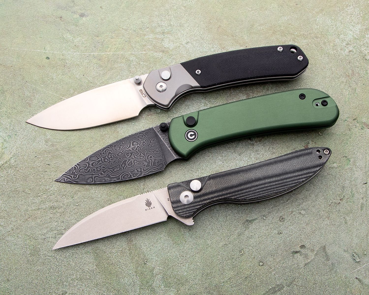 CIVIVI Qubit Damascus Aluminum Green 6