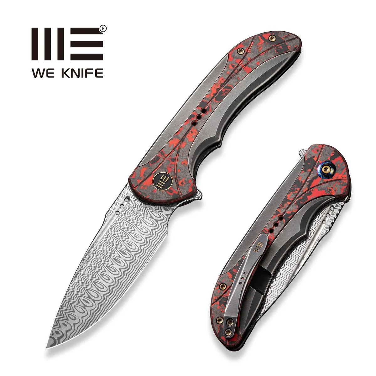 WEKNIFE Equivik Titanium Grey & Lava Flow Carbon Damascus 3
