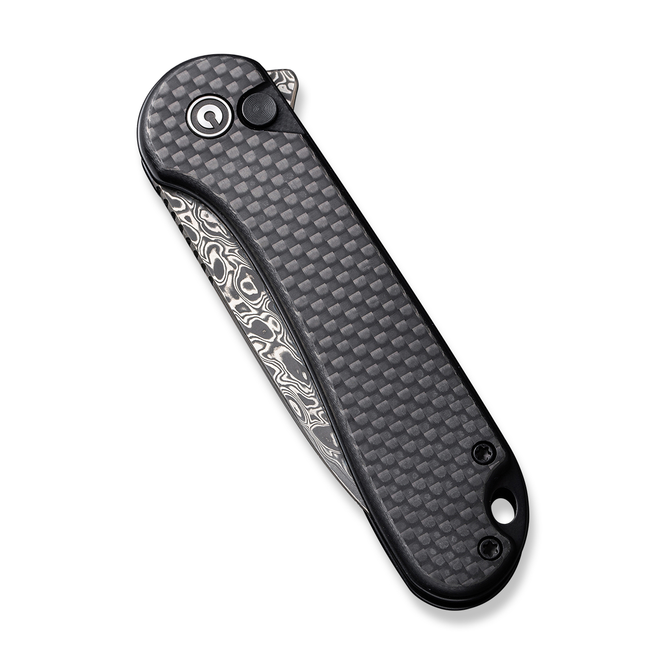 CIVIVI Button Lock Elementum II Damascus Carbon & G10 4