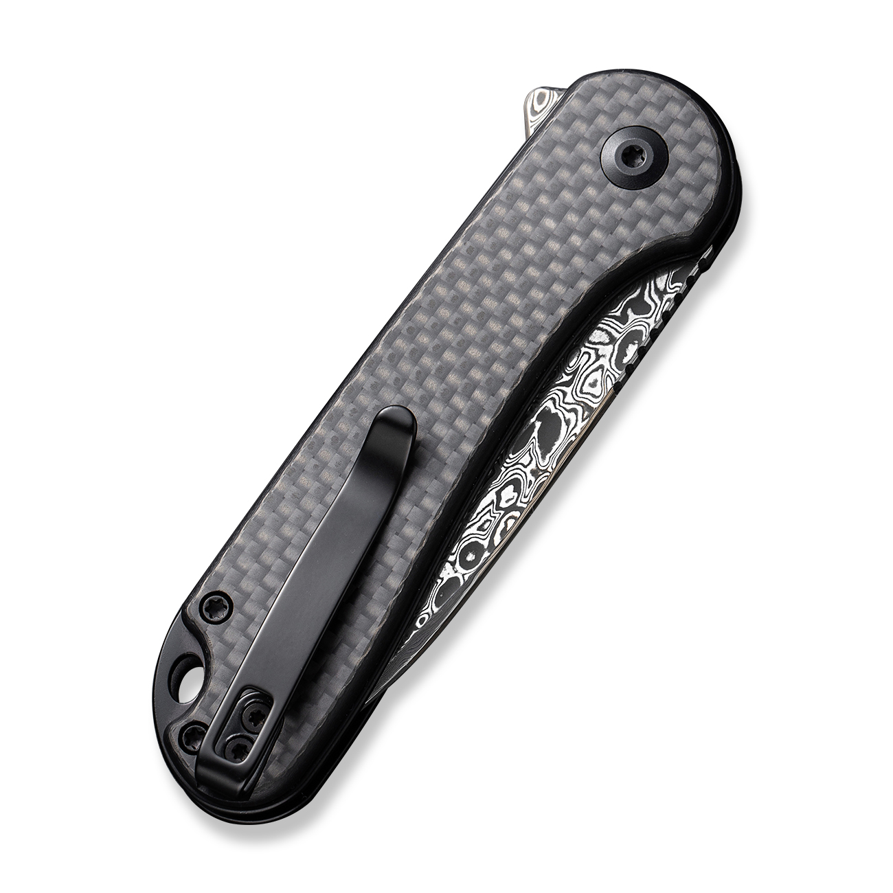 CIVIVI Button Lock Elementum II Damascus Carbon & G10 5
