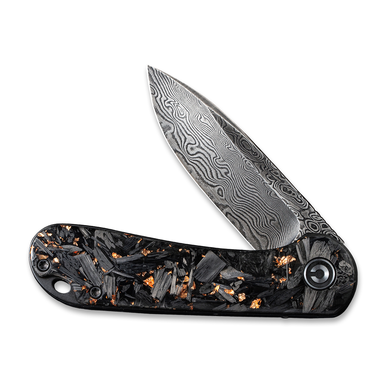 CIVIVI Elementum Damascus Carbon Fiber And Copper Shred 4