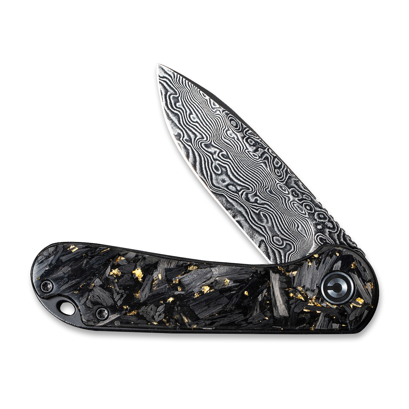 CIVIVI Elementum Damascus Carbon Fiber And Golden Shred 4