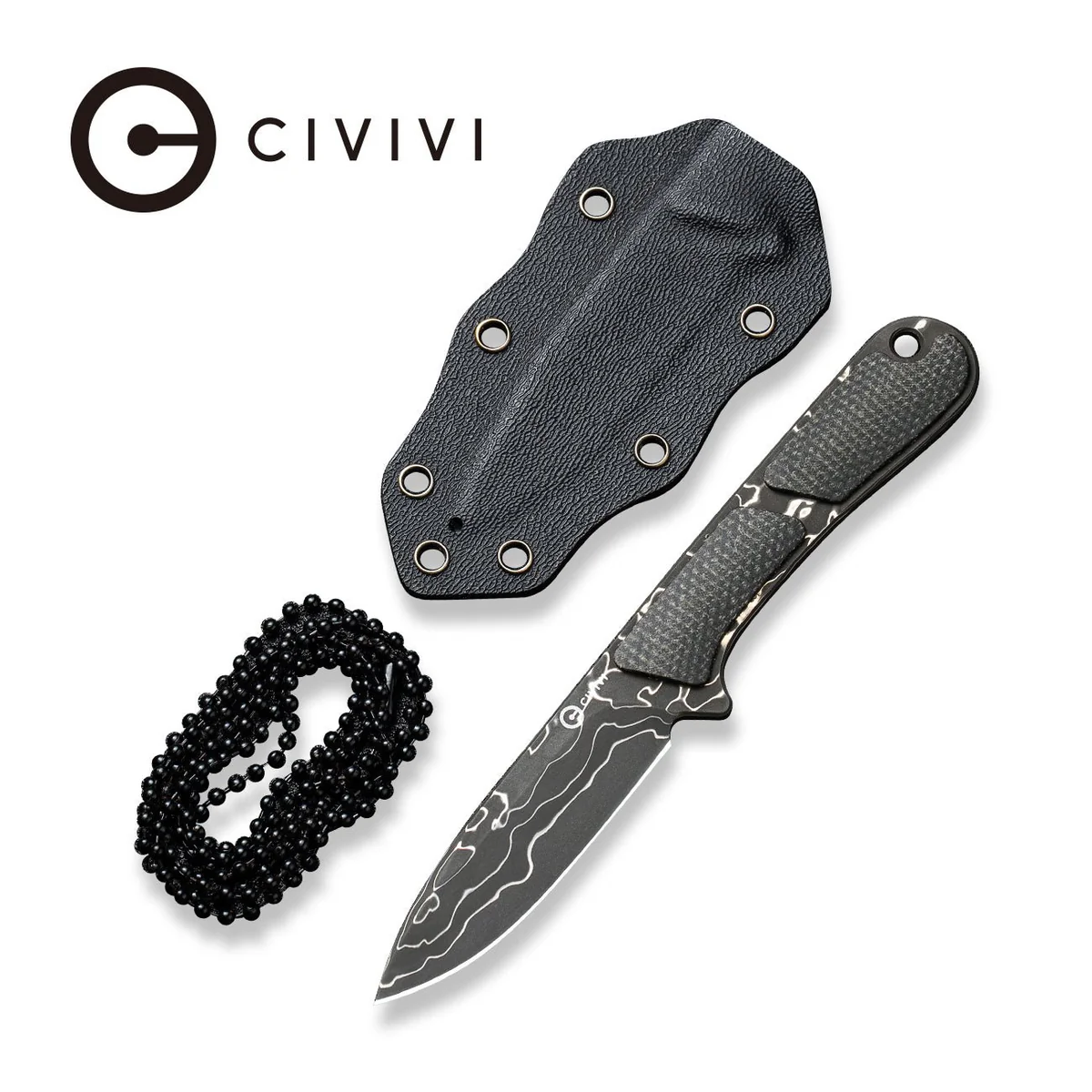 Knife CIVIVI Mini Elementum Fixed Blade Damascus Dark Green Micarta