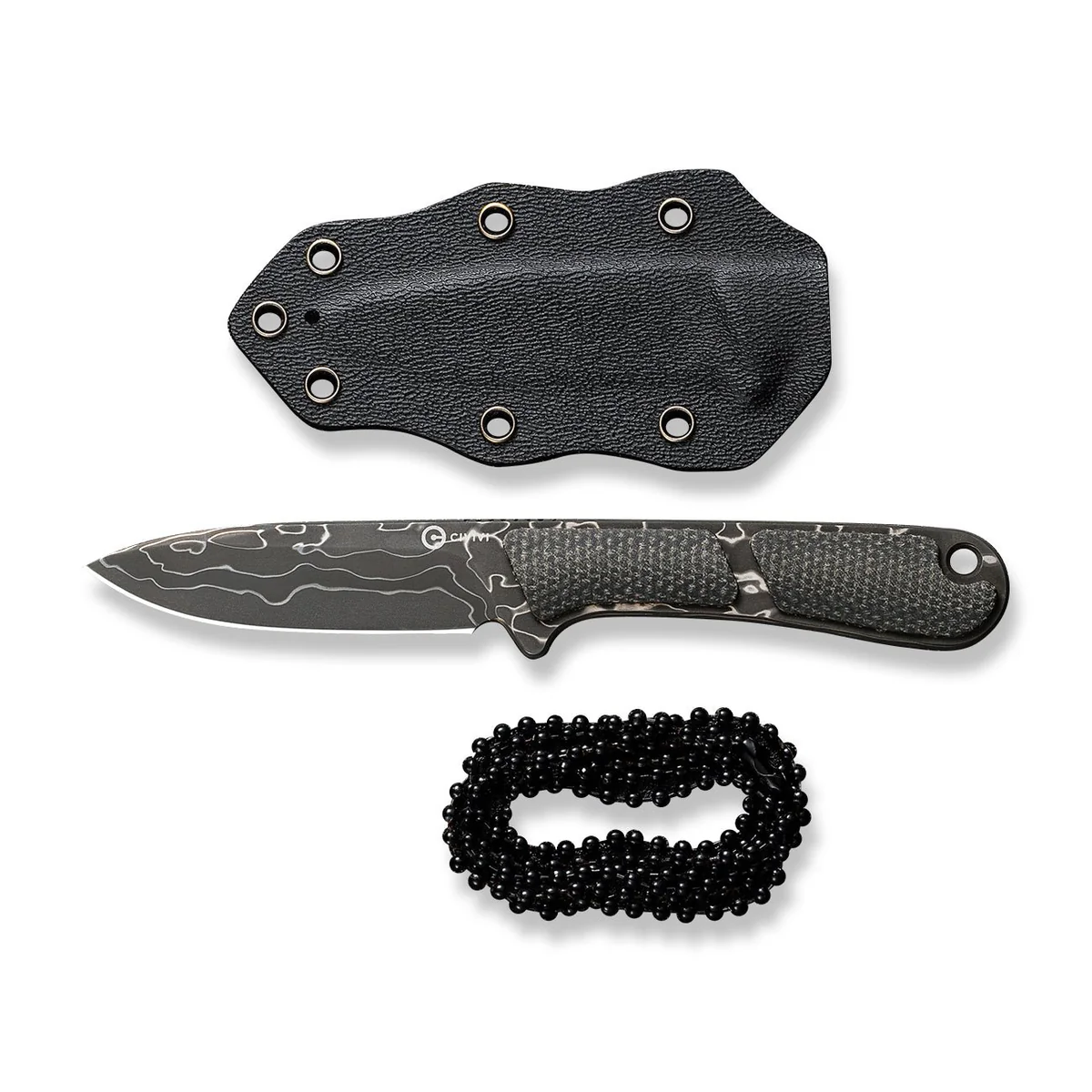 CIVIVI Mini Elementum Fixed Blade Damascus Dark Green Micarta 5