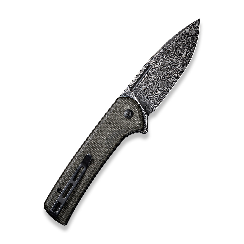 CIVIVI Conspirator Dark Green Micarta Damascus 2