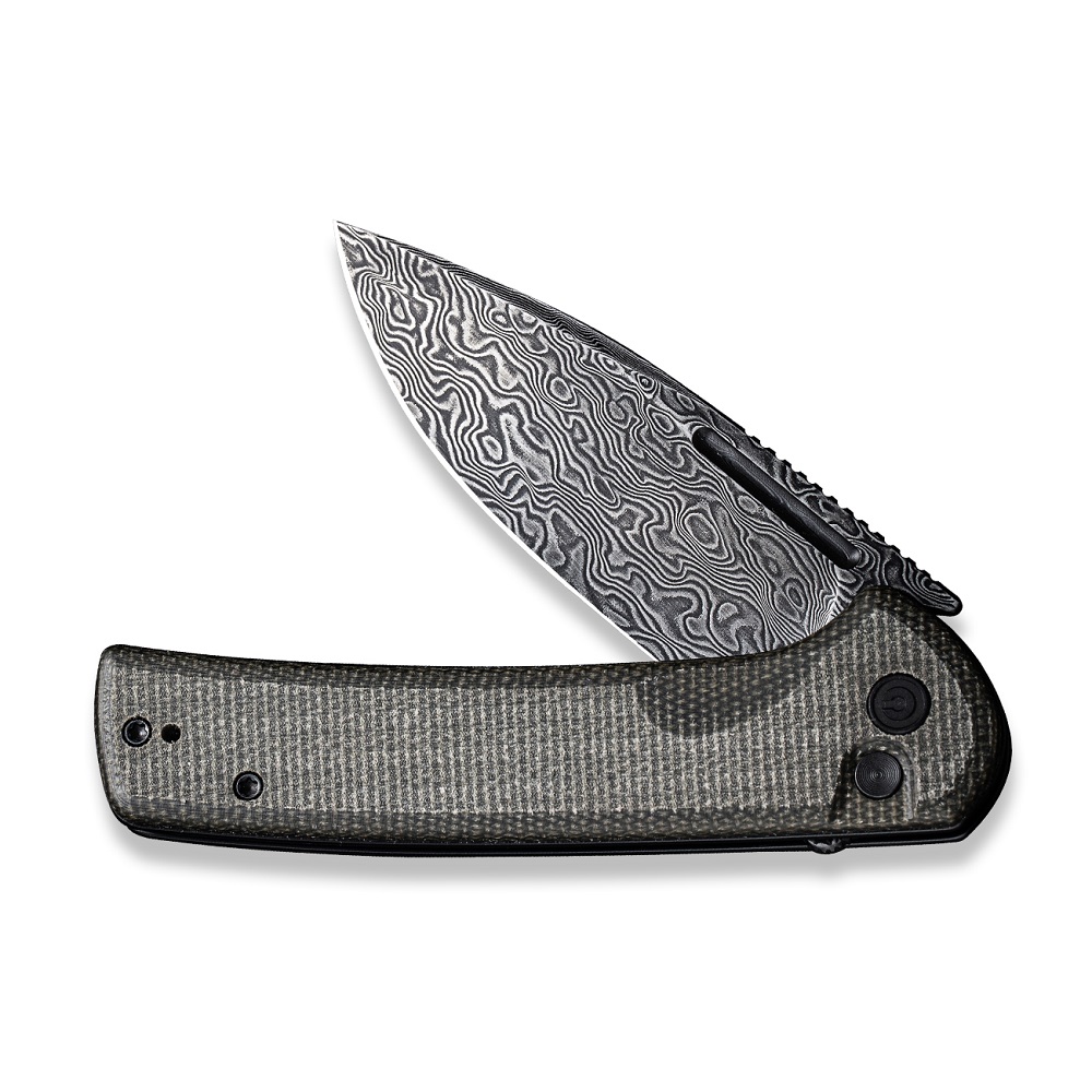 CIVIVI Conspirator Dark Green Micarta Damascus 7