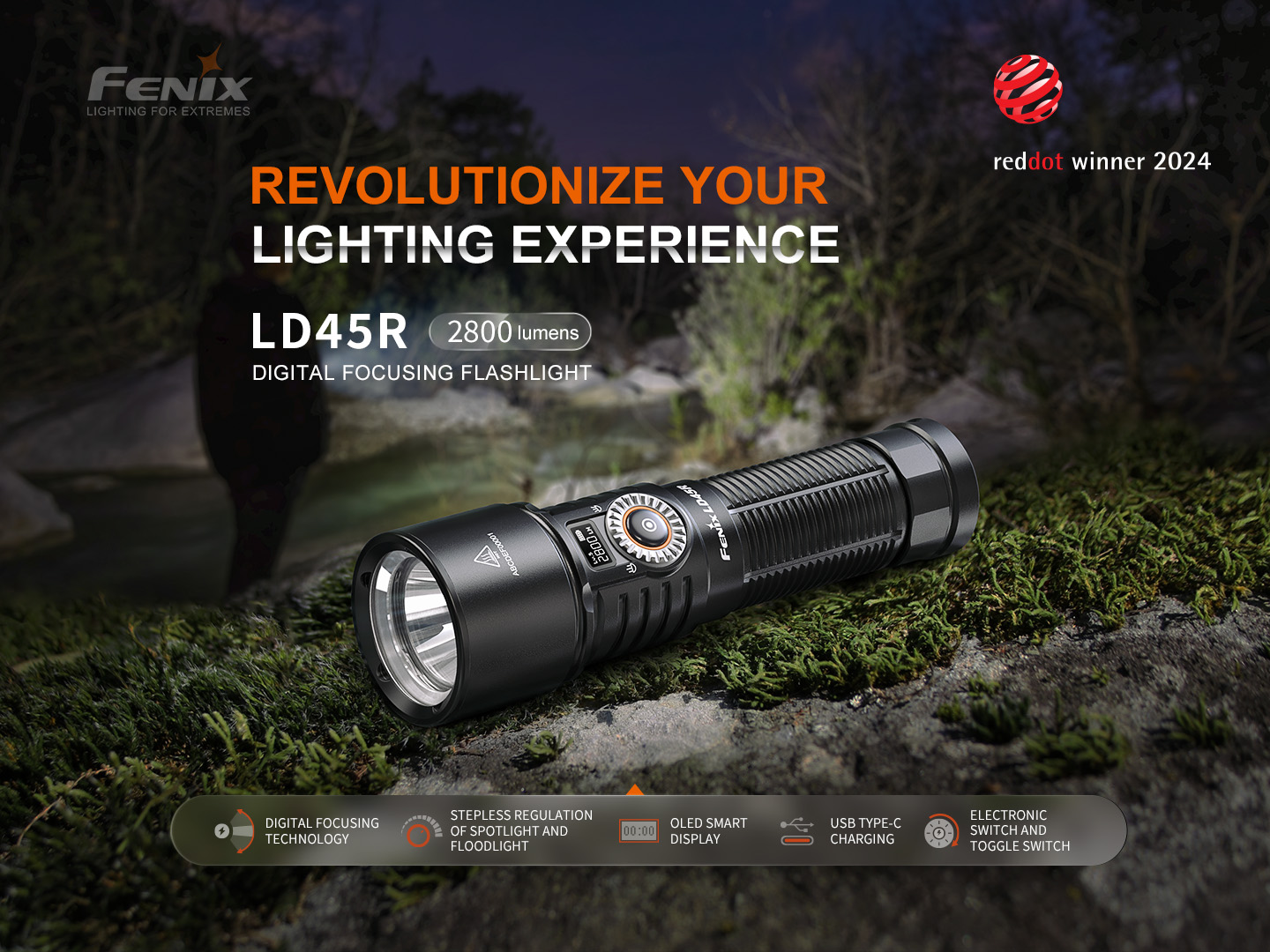Fenix LD45R Digital Focus Rechargeable LED Flashlight 4