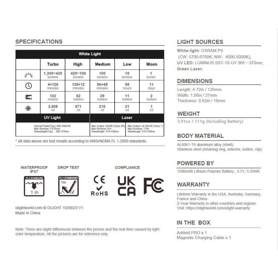 Olight Arkfeld Pro 1300lm Copper Bones 33