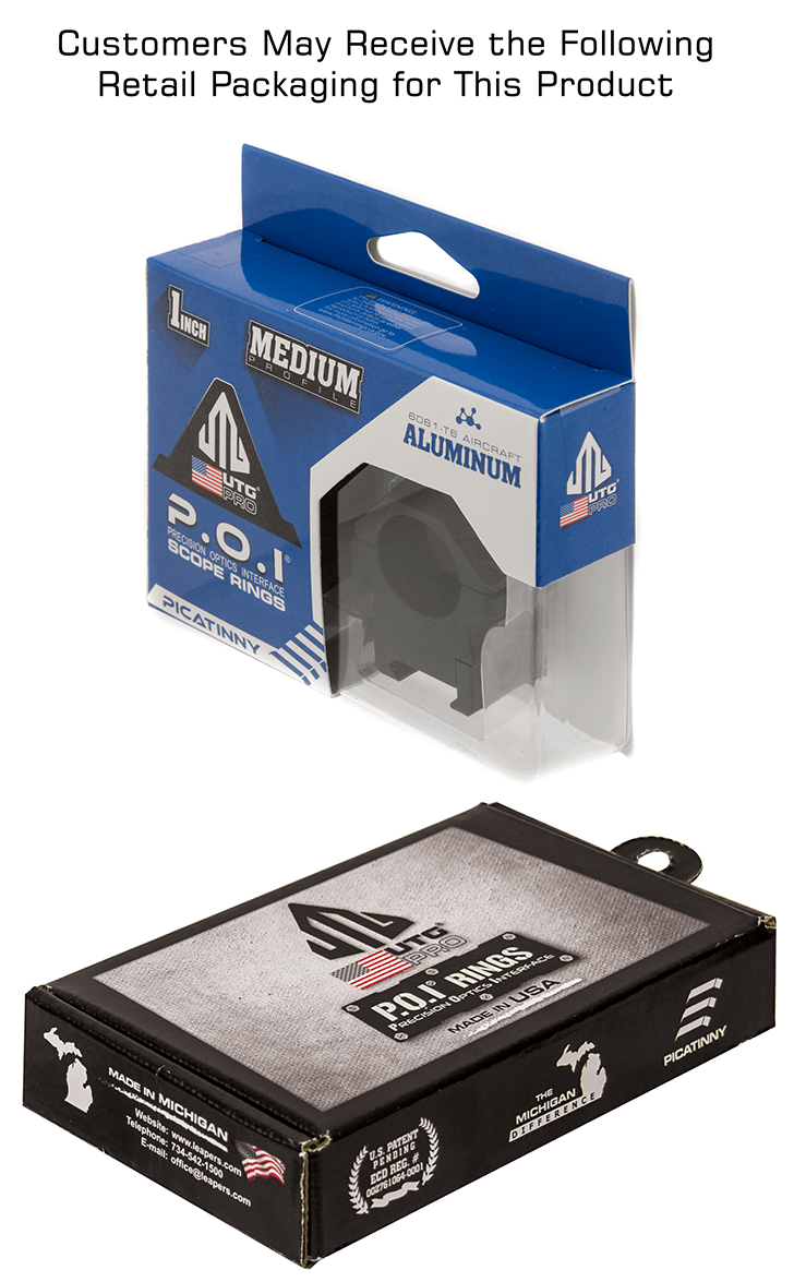 UTG PRO P.O.I 1inch Picatinny Scope Rings, Medium Profile 6