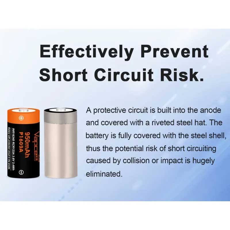 Charging battery Vapcell 16340 P1609A 950mAh 3A