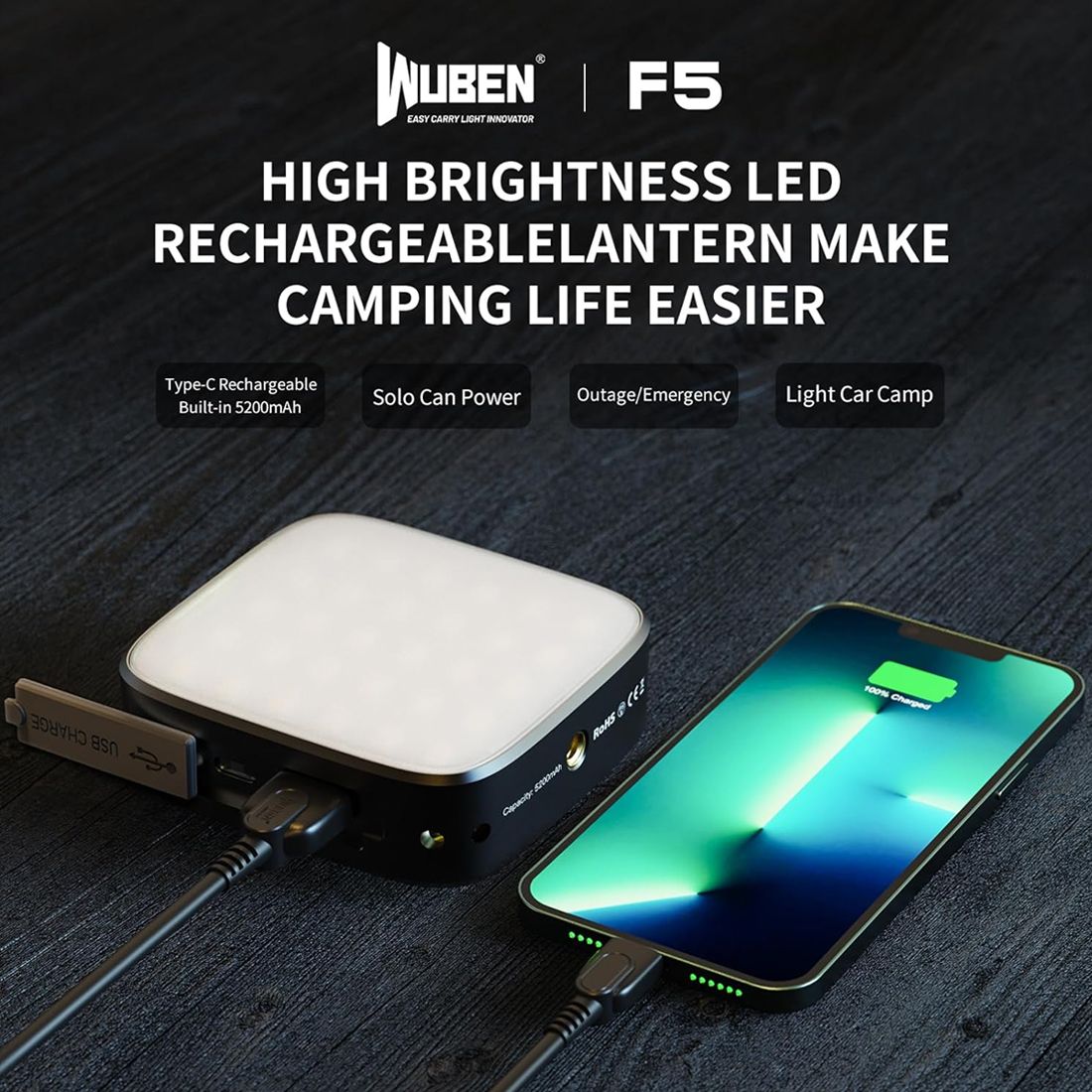 Wuben F5 Power Bank Camping Light 92