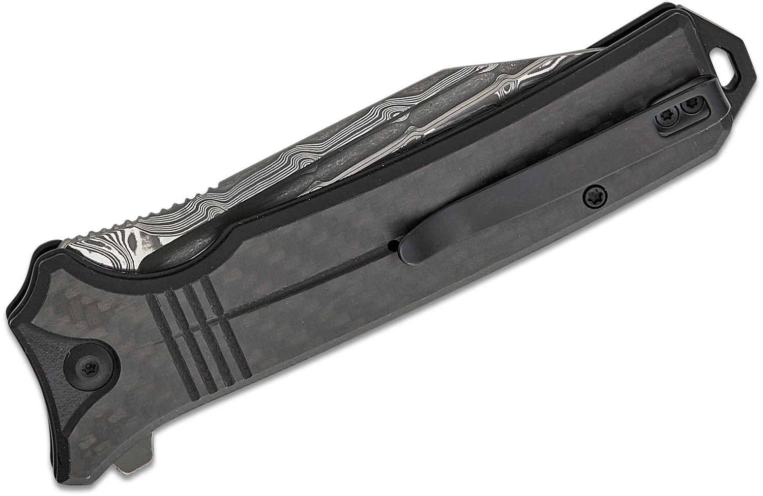 CIVIVI Neurohaptic Flipper & Button Lock Knife Carbon Fiber & G10 Handle Damascus 3