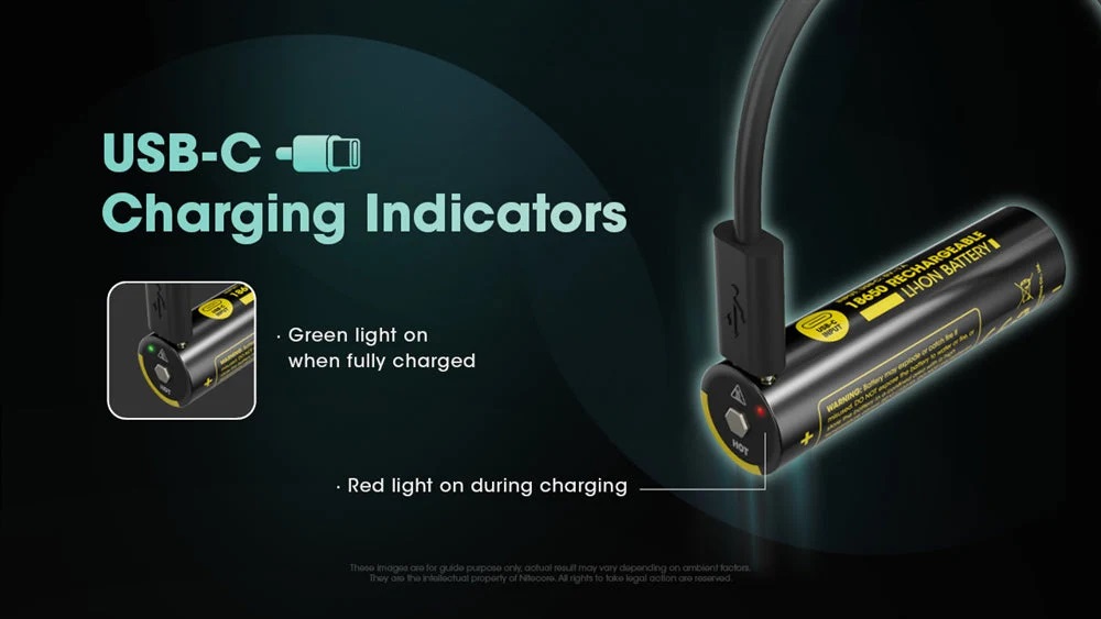 Акумулаторна Li-ion 18650 батерия с USB-C порт Nitecore NL1836R 14