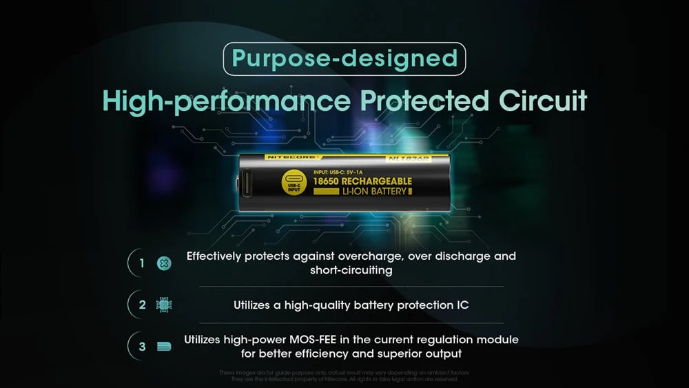 Акумулаторна Li-ion 18650 батерия с USB-C порт Nitecore NL1836R 17