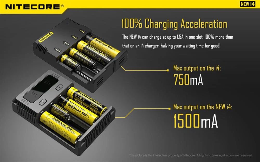 Зарядно Nitecore NEW i4 за четири батерии 13