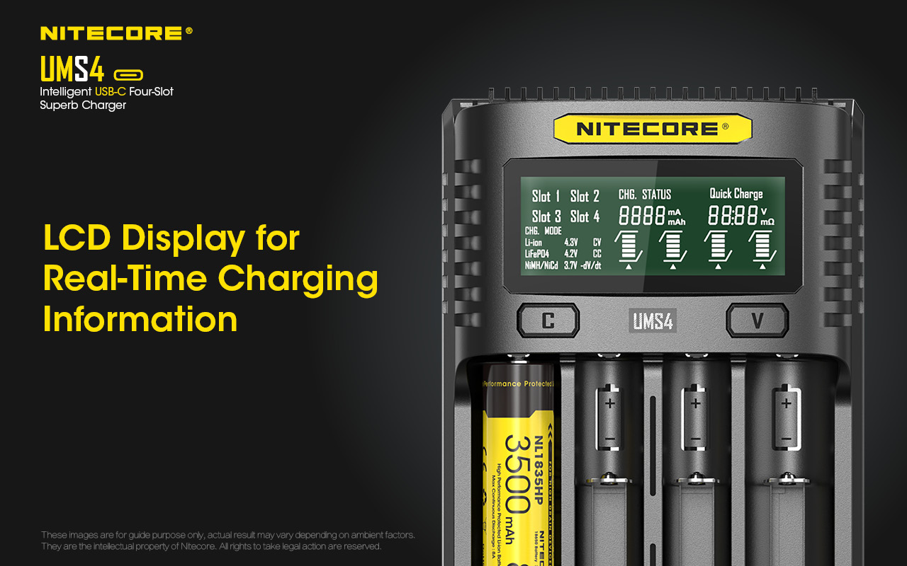 Зарядно Nitecore UMS4 за четири батерии 16