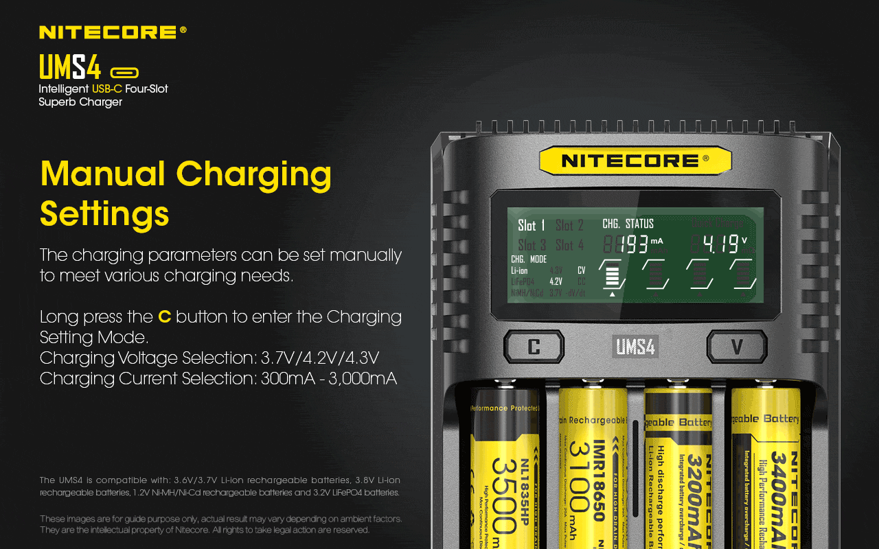 Зарядно Nitecore UMS4 за четири батерии 20