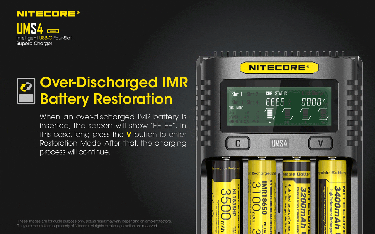 Зарядно Nitecore UMS4 за четири батерии 22