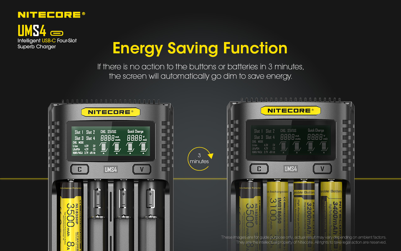 Зарядно Nitecore UMS4 за четири батерии 25