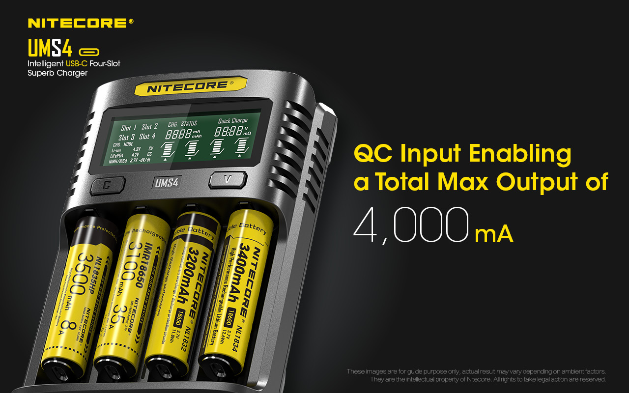 Зарядно Nitecore UMS4 за четири батерии 31
