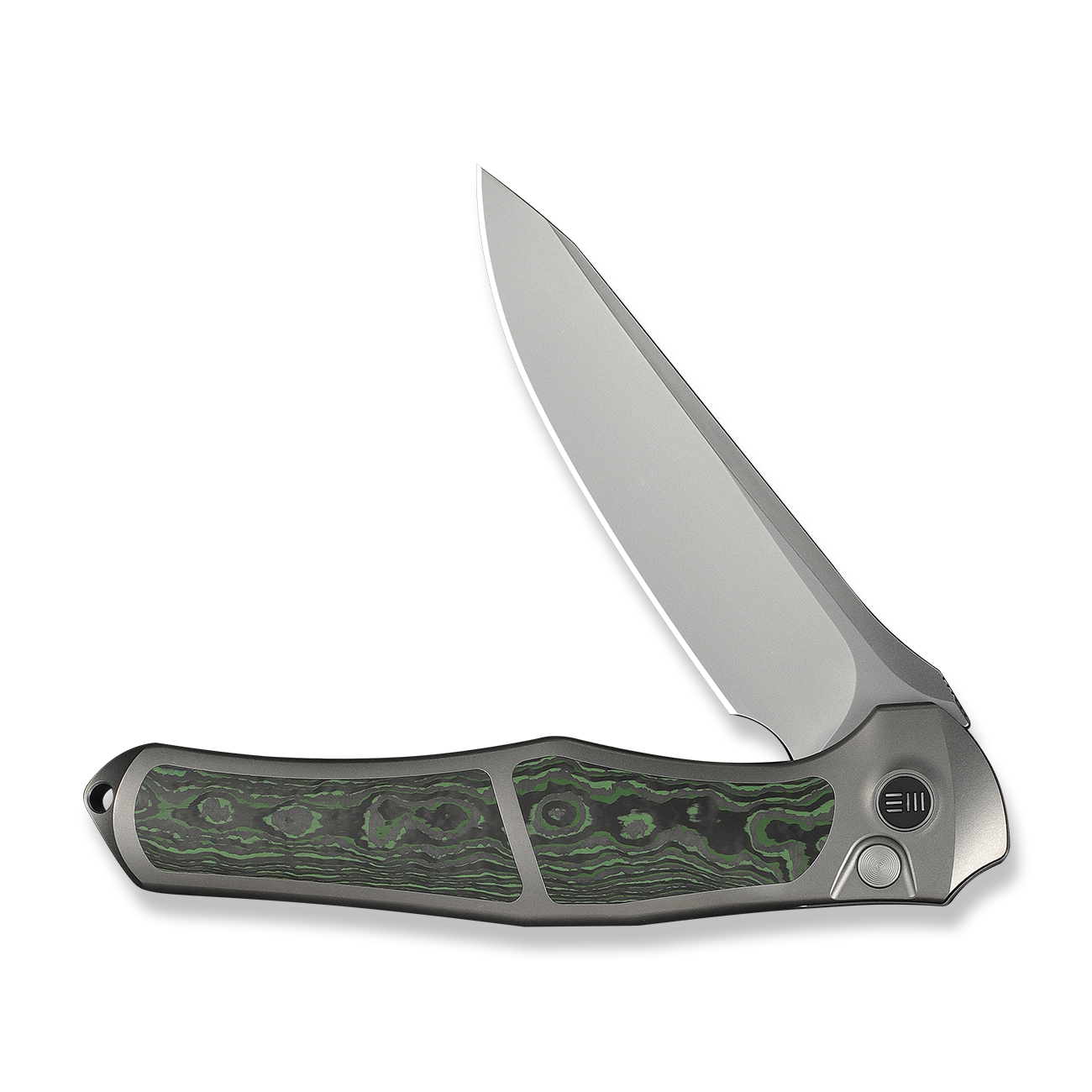 WEKNIFE 702XI Gray Titanium Jungle Wear Fat Carbon Fiber Inlay 3