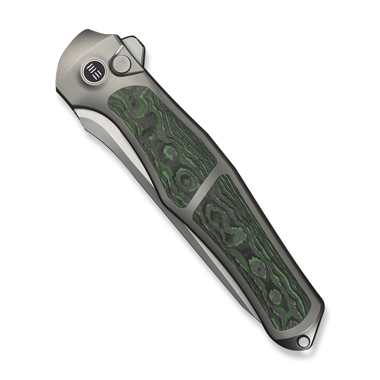 WEKNIFE 702XI Gray Titanium Jungle Wear Fat Carbon Fiber Inlay 4