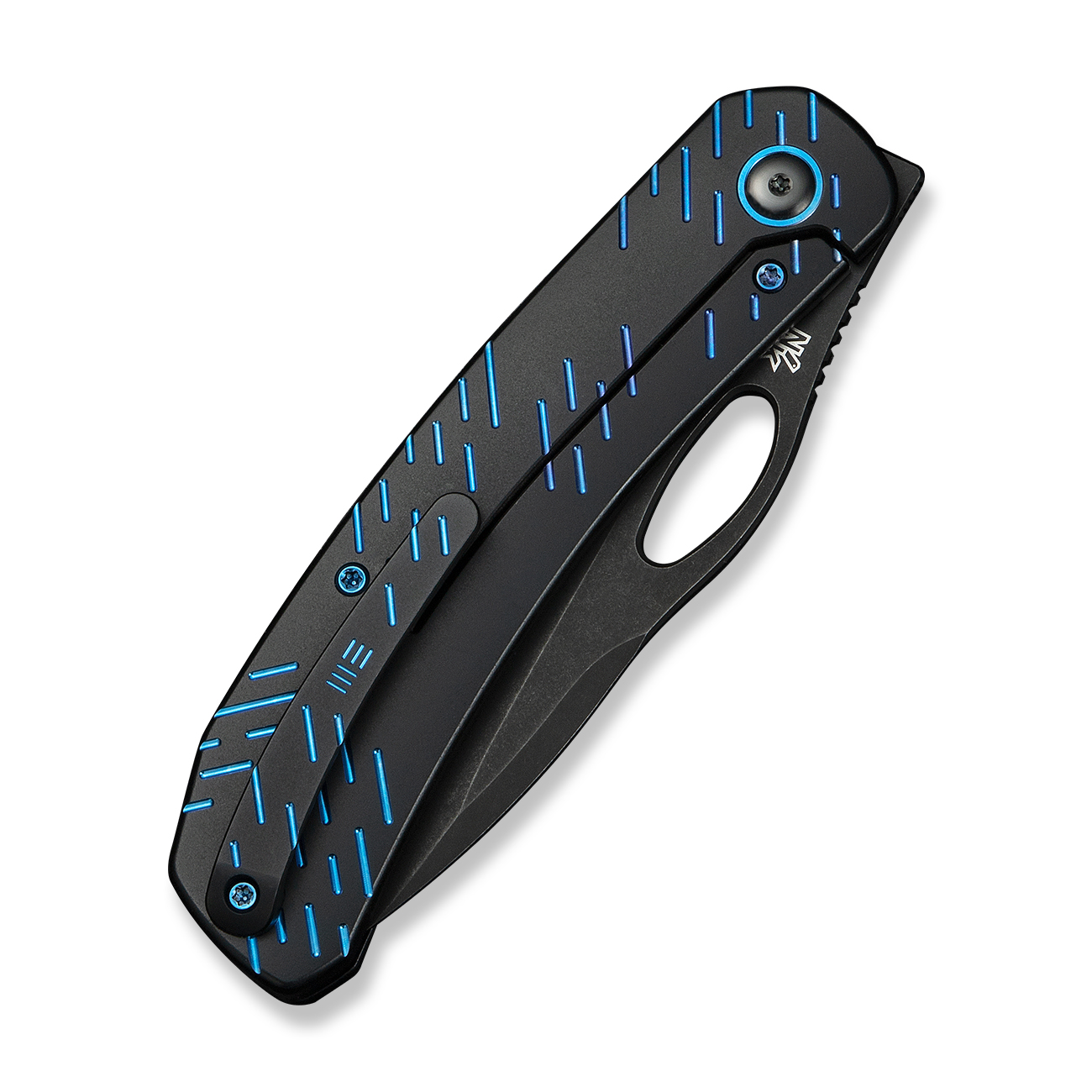 WEKNIFE Inmate Black Titanium With Blue Raindrops 5