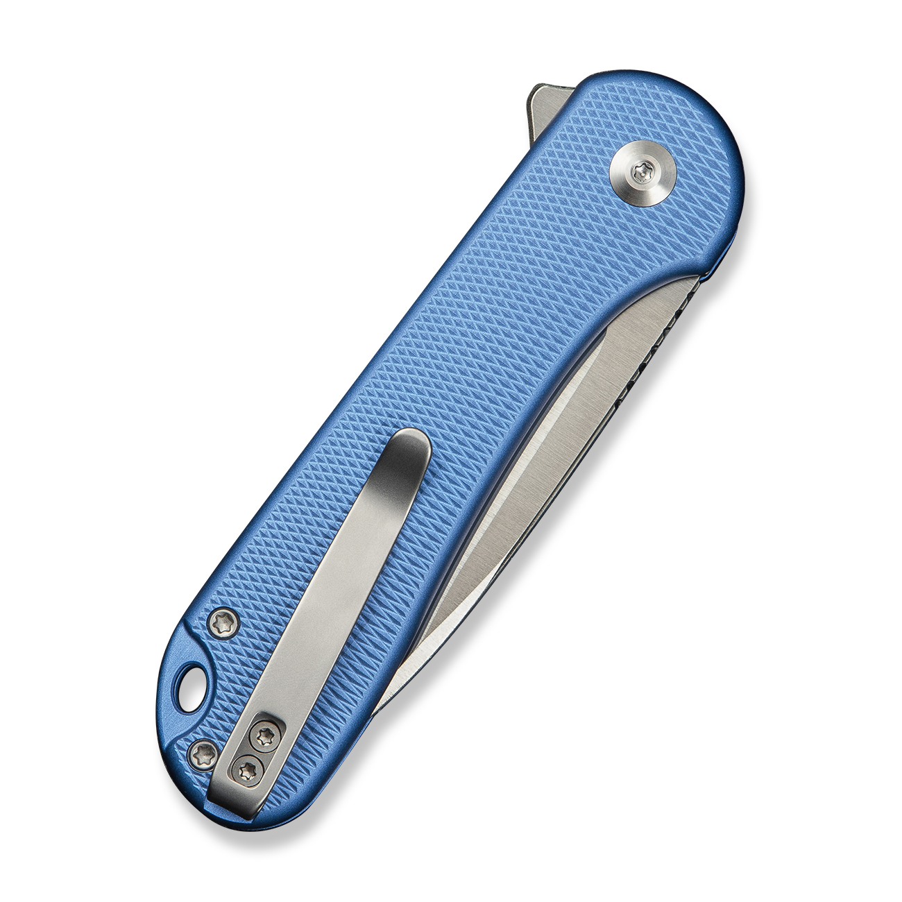 CIVIVI Button Lock Elementum II Diamond Patterned Blue Aluminum 5