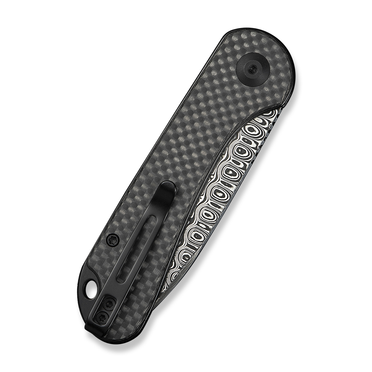 CIVIVI Elementum Slip Joint Twill Carbon Fiber Damascus 4