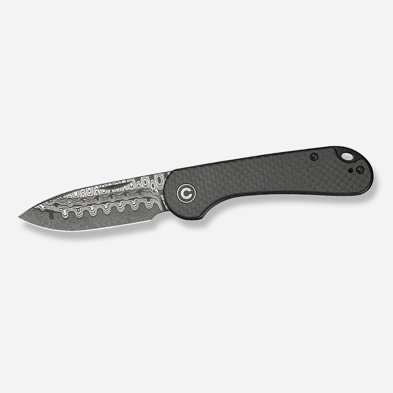 CIVIVI Elementum Slip Joint Twill Carbon Fiber Damascus