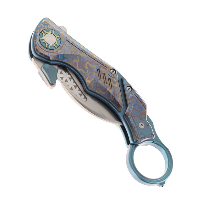 Critical Strike Predator Folding Knife Karambit Camo Titanium 3